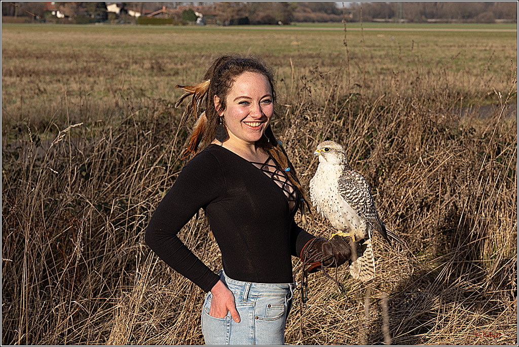 Cheyenne-Halbblut Hunting Wolf in der Falknerei Pierre Schmidt; Gymnich, 09.02.2023